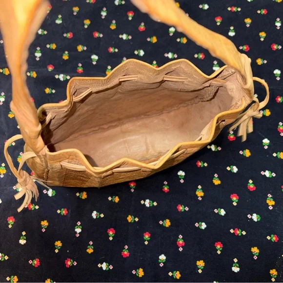 Boho Leather Drawstring Bag - Picture 3 of 5